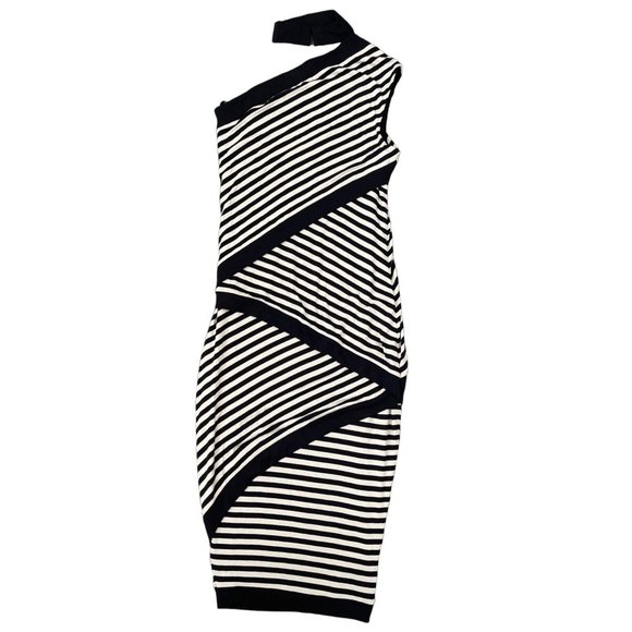 Bailey 44 Climbing Vine Asymmetric Choker Sleeveless‎ Criss Cross Stripe Dress S - Picture 12 of 12